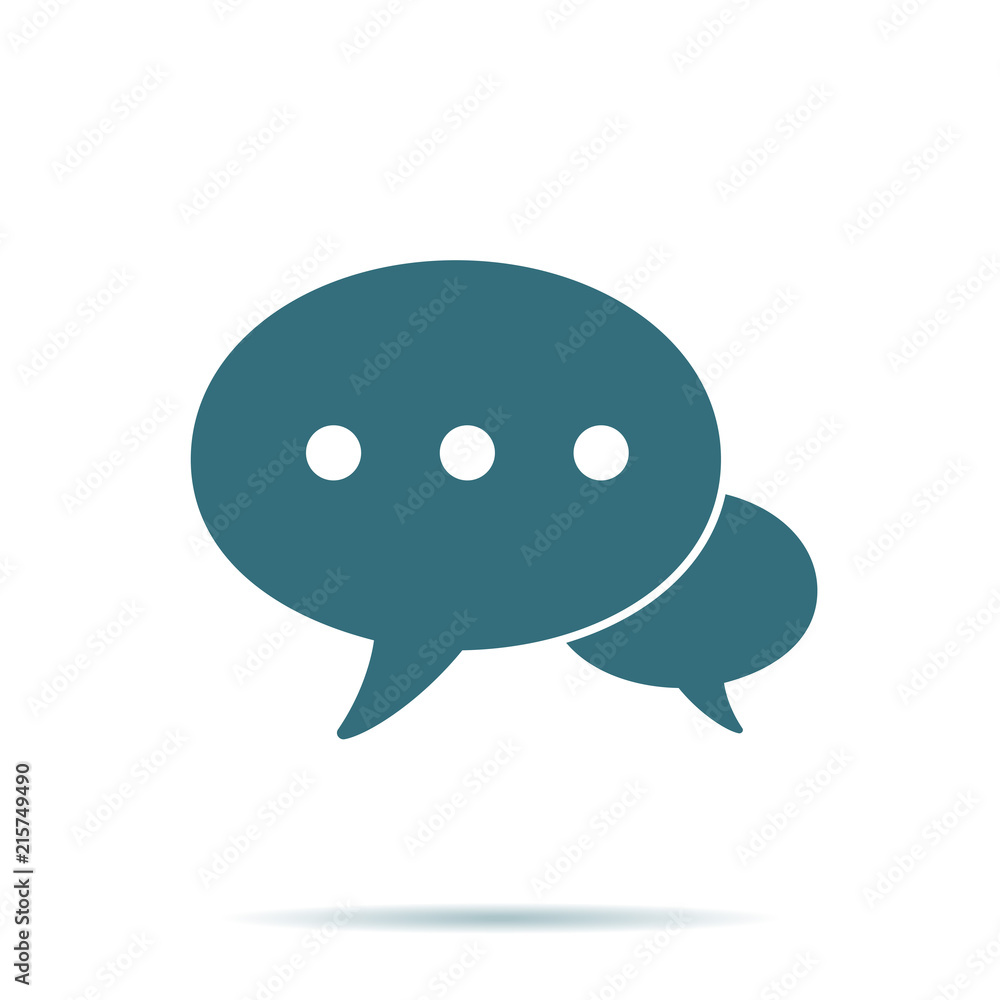 Blue Speech bubble icon isolated. Modern contact us flat pictogram, business, marketing, internet co Blue Speech bubble icon isolated. Modern contact us flat pictogram, business, marketing, internet co