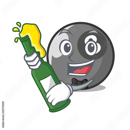 With beer billiard ball mascot cartoon