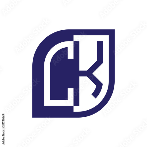 CK initial letter emblem logo negative space