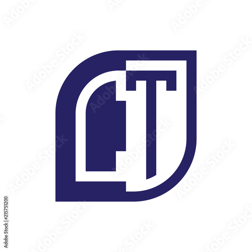 CT initial letter emblem logo negative space