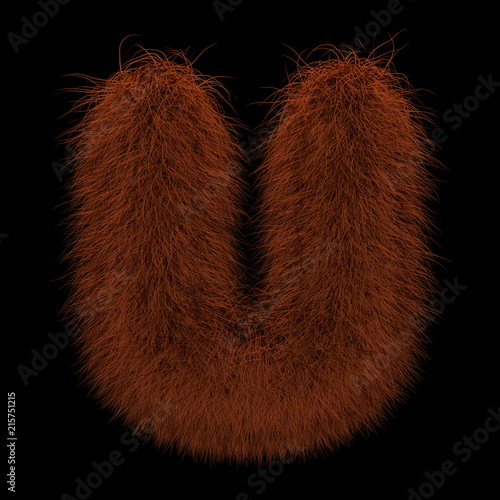 3D Rendering Creative Illustration Ginger Orangutan Furry Letter U