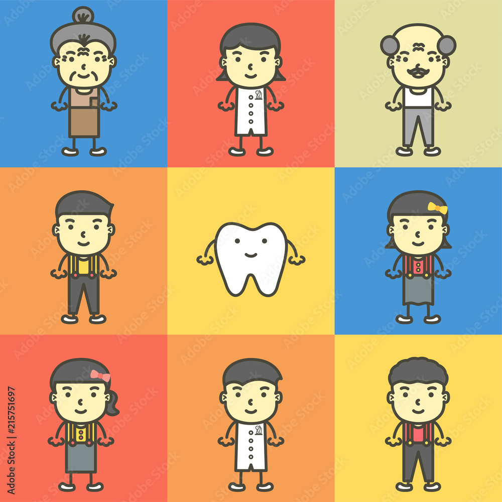 set of dental care, element for tooth concept ( dentist, adult, male, female ) - teeth cartoon vector flat style set of dental care, element for tooth concept ( dentist, adult, male, female ) - teeth cartoon vector flat style