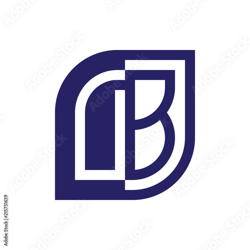 DB initial letter emblem logo negative space