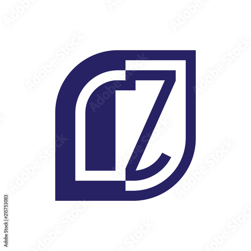 DZ initial letter emblem logo negative space