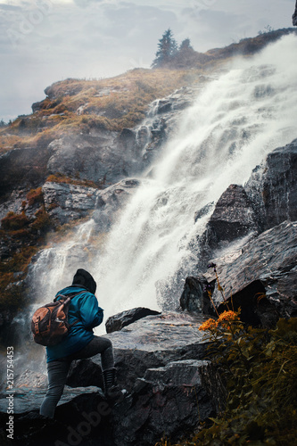 Climbing on a waterfall