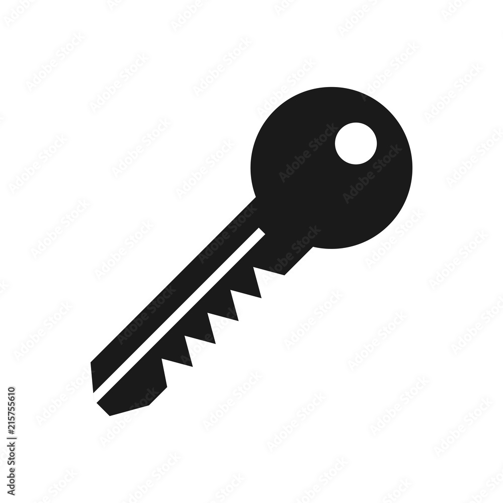 Black key icon, on the white background. Vector. Black key icon, on the white background. Vector.