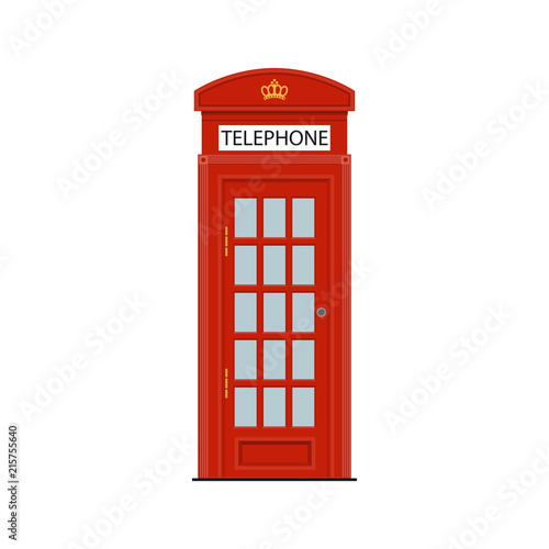 London Phone Booth. Red street telephne booth. Vector.