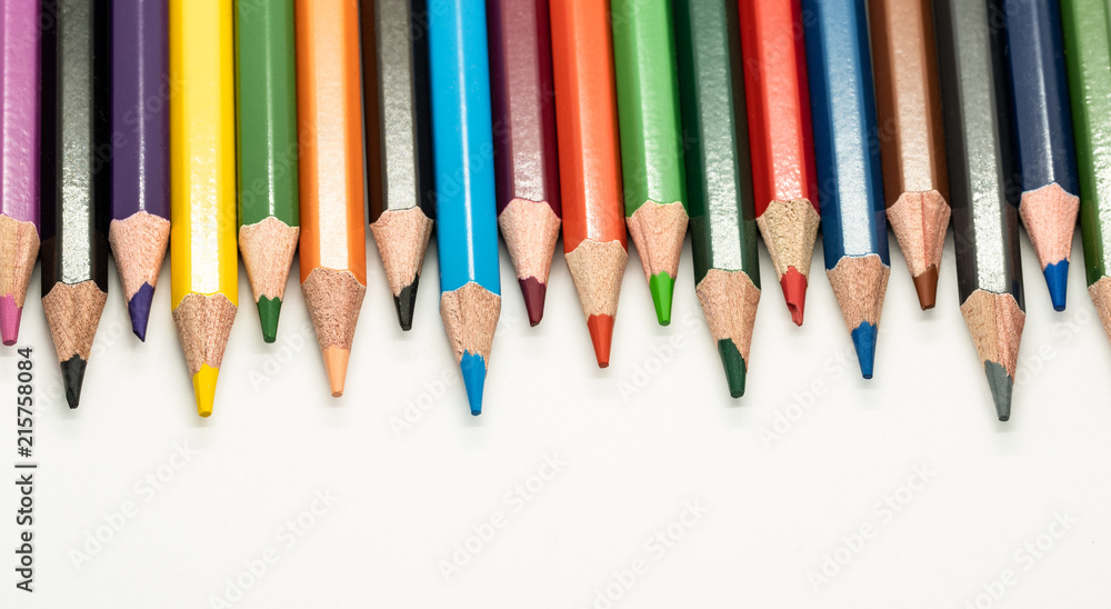 Colored sharpened pencils on white background Colored sharpened pencils on white background