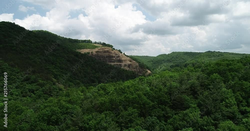 Aerial view of rocky side of Pilot Mountain. Aerial view of rocky side of Pilot Mountain.