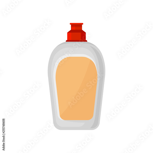 Plastic bottle for dishwashing liquid, household cleaning chemical product container vector Illustration on a white background
