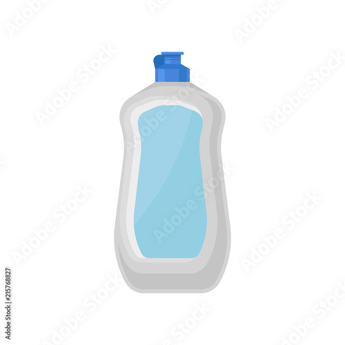 Bottle of dishwashing liquid, household cleaning chemical product container vector Illustration on a white background