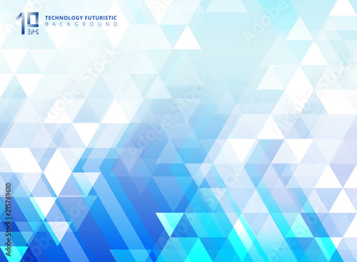 Abstract technology futuristic arrow and triangles pattern elements on blue background.