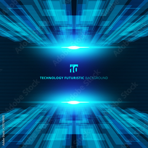 Abstract blue virtual technology concept futuristic digital perspective background with space for your text.