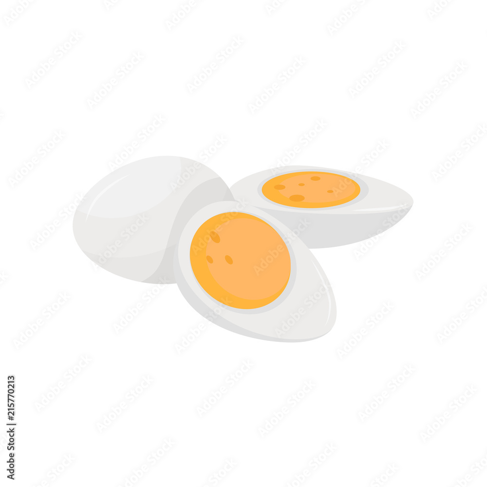 Sliced and whole hard boiled eggs vector Illustration on a white background Sliced and whole hard boiled eggs vector Illustration on a white background