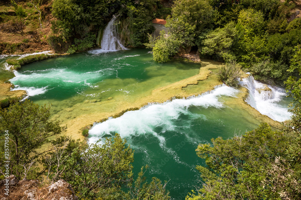 Obraz premium Waterfalls Skradinski Buk in The Krka National Park in Croatia, Europe.