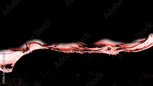 Waves of red water on a black background