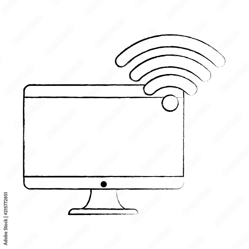 computer with wifi symbol over white background, vector illustration computer with wifi symbol over white background, vector illustration