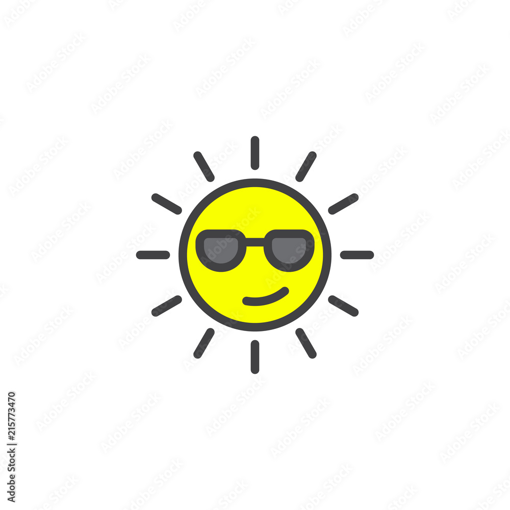 Happy sun with sunglasses. Summer. Lettering design. Vector illustration  Stock Vector | Adobe Stock