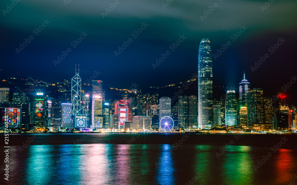 Hong Kong nightscape : View from Victoria harbour , The famous place in Hong Kong Hong Kong nightscape : View from Victoria harbour , The famous place in Hong Kong
