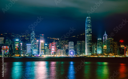 Hong Kong nightscape : View from Victoria harbour , The famous place in Hong Kong