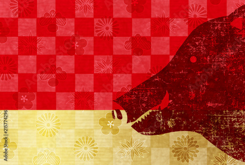 亥　和紙　年賀状　背景 