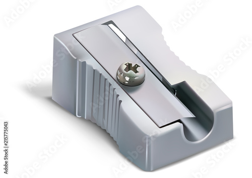 Pencil Sharpener Isolated on White Background - Detailed Illustration, Vector