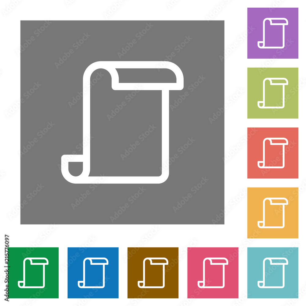 Blank paper scroll square flat icons Blank paper scroll square flat icons