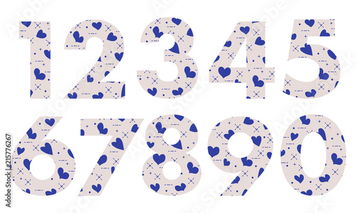Arabic numerals with hearts.
