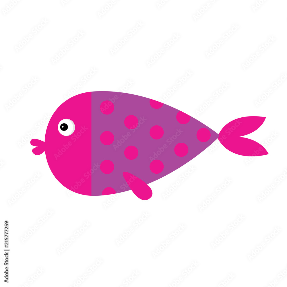 Cute cartoon fish icon set. Isolated. Baby kids collection. Colorful pink  violet aquarium animal. White background. Flat design Stock Vector | Adobe  Stock