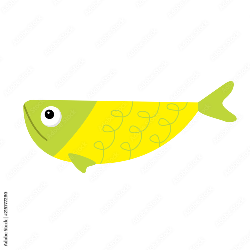 Cute cartoon fish icon set. Isolated. Baby kids collection. Colorful green  yellow aquarium animal. White background. Flat design Stock Vector | Adobe  Stock