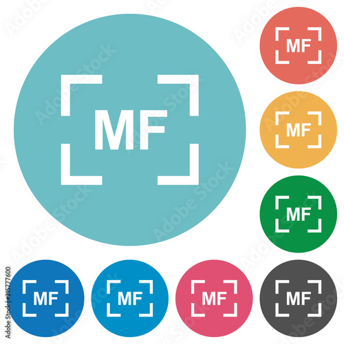Camera manal focus mode flat round icons