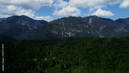 4K scenic flight of Eibsee in Bavaria on the bottom of Zugspitze the highest mountain in germany