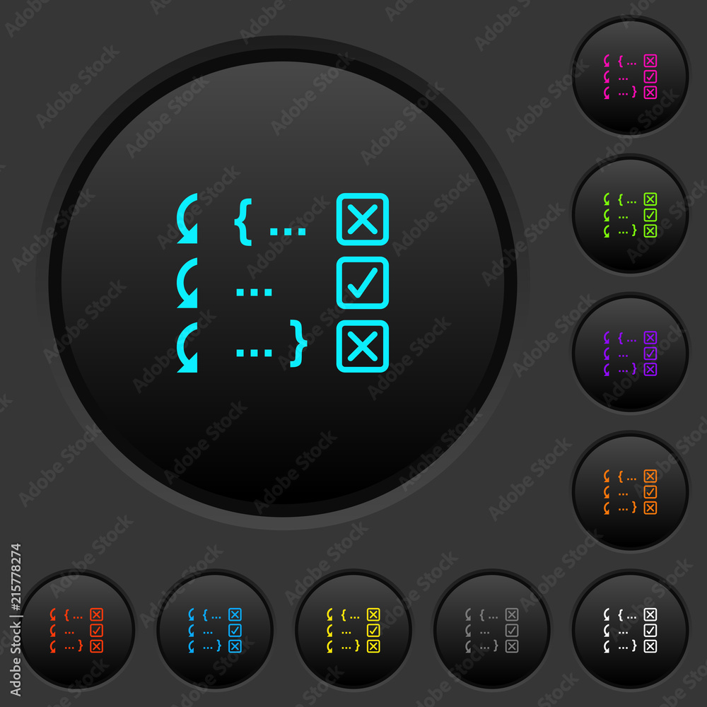 Debugging program dark push buttons with color icons Debugging program dark push buttons with color icons