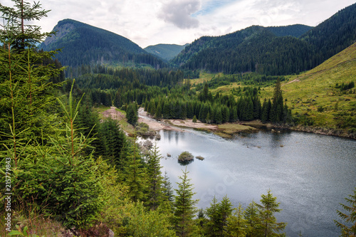 Dam lake in the mountains