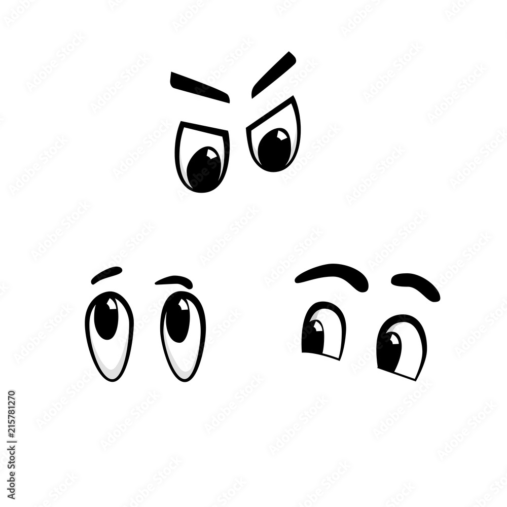 Set of 3 pairs of cartoon eyes, isolated Stock Vector | Adobe Stock