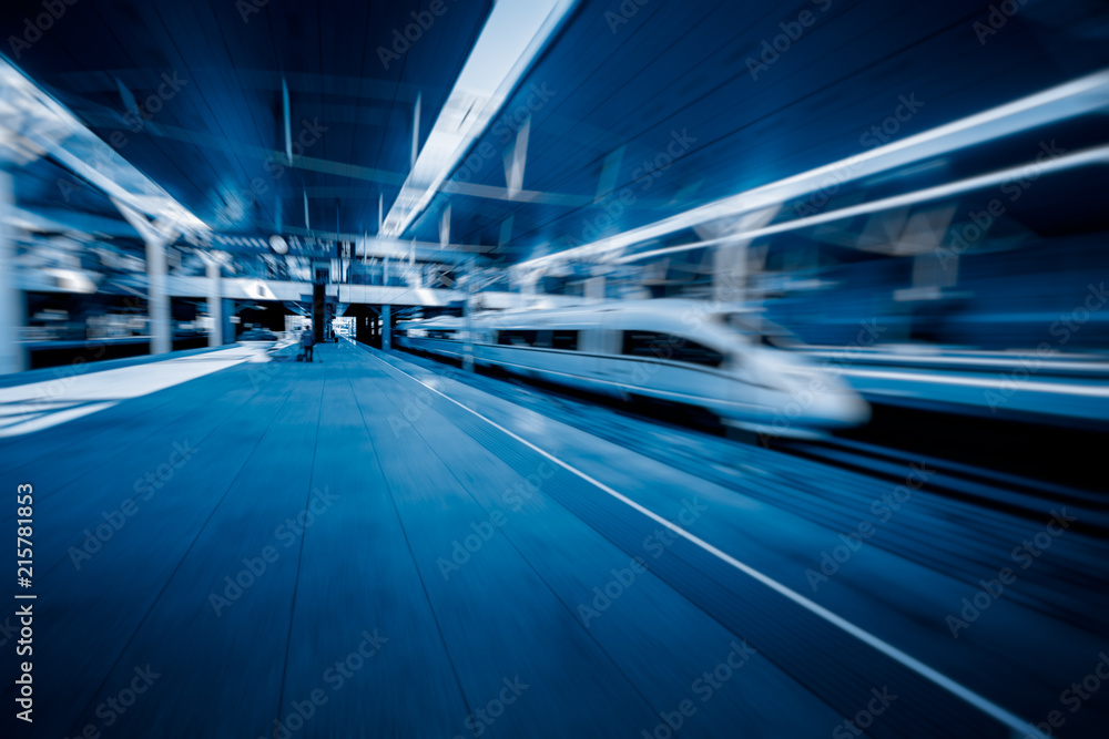 high-speed rail arriving at station high-speed rail arriving at station