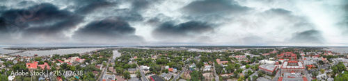 St Augustine at sunset. Aerial view of city skyline