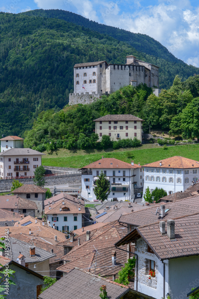 The village and castle of Stenico on Trentino, Italy