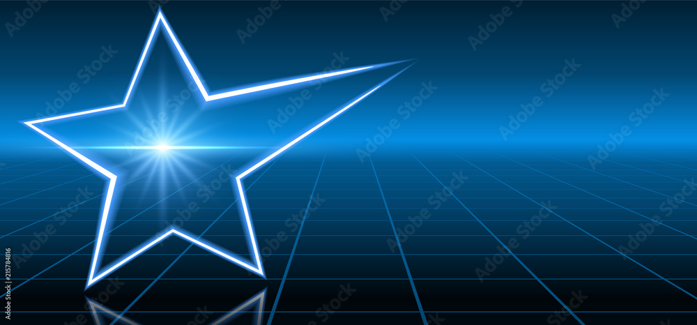 Fantastic background with neon star and space portal into another dimension Fantastic background with neon star and space portal into another dimension