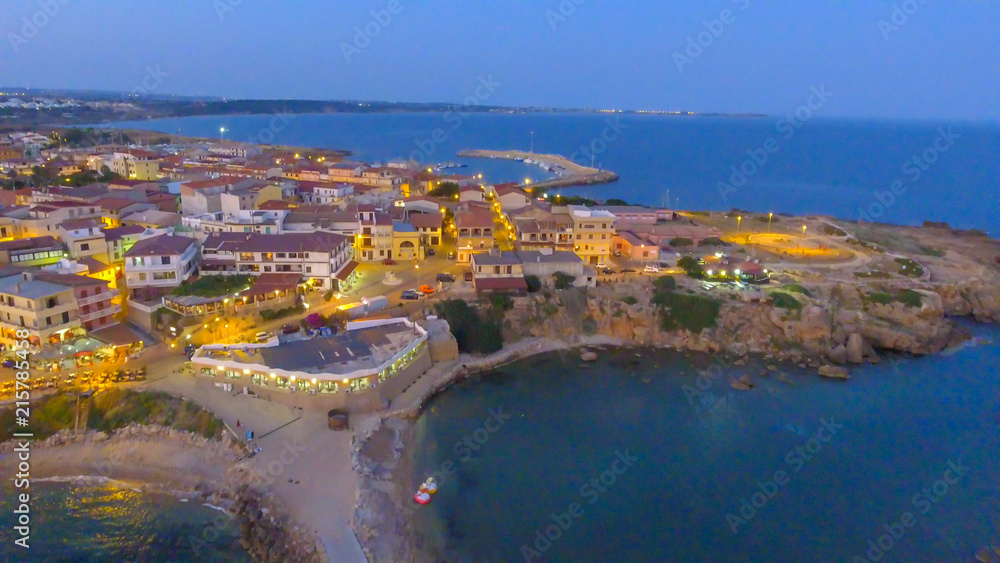 Aragonese Fortress, Calabria, Italy. Amazing aerial panorama at night, Le Castella