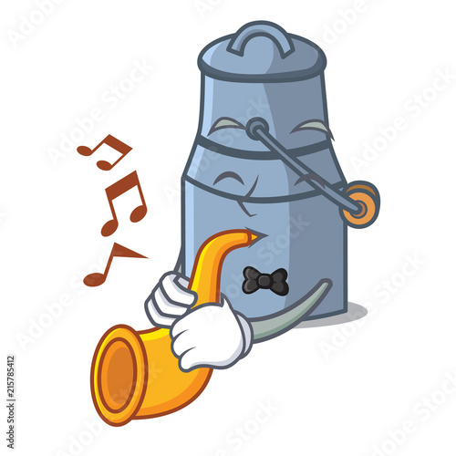 With trumpet milk can mascot cartoon photo