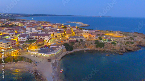 Aragonese Fortress, Calabria, Italy. Amazing aerial panorama at night, Le Castella