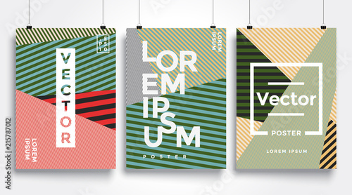 Poster with flat geometric pattern. Cool colorful backgrounds. Applicable for Banners, Placards, Posters, Flyers. Eps 10 Vector template