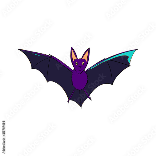 Bat is a nocturnal animal. A symbol of Halloween. The bat in flight