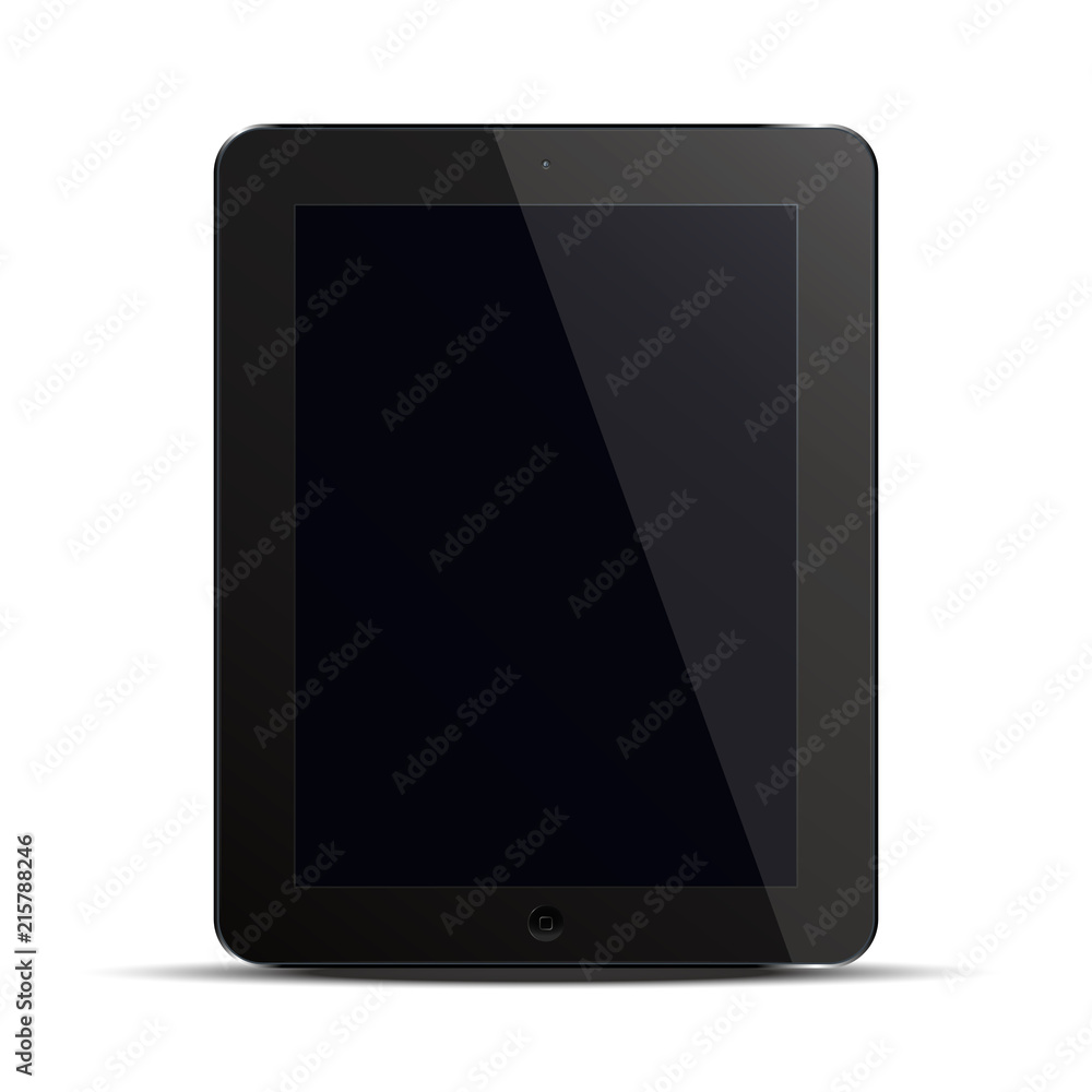 Tablet pc computer with black screen isolated on white background. Tablet pc computer with black screen isolated on white background.