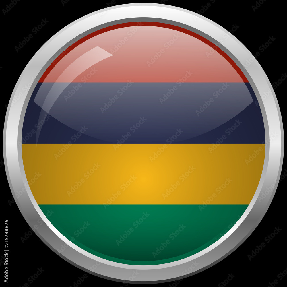 Mauritius flag glass button vector illustration Mauritius flag glass button vector illustration