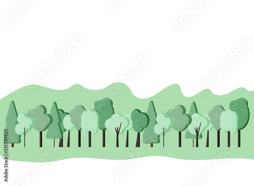 Green trees composition for social media design. Vector illustration.