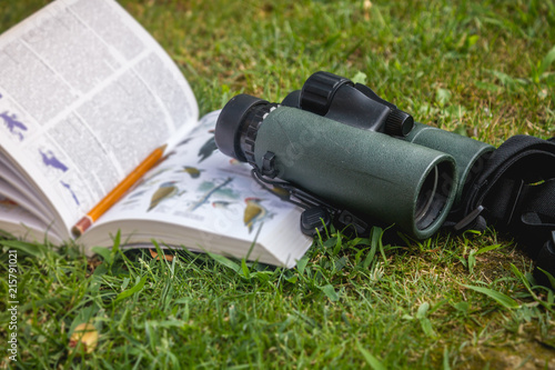 Binoculars and Bird Guide