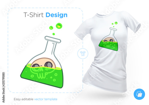 Skull in vitro t-shirt design. Print for clothes, posters or souvenirs. Vector