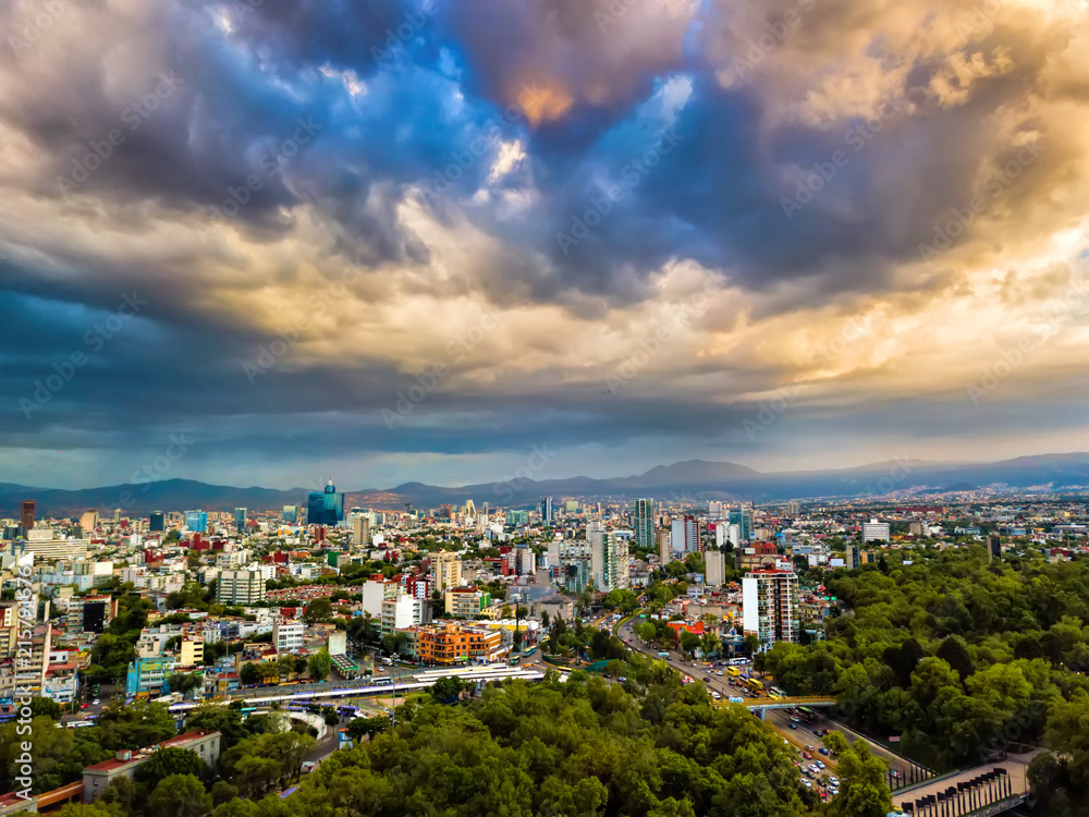 Mexico City - Chapultepec panoramic view - sunset Mexico City - Chapultepec panoramic view - sunset